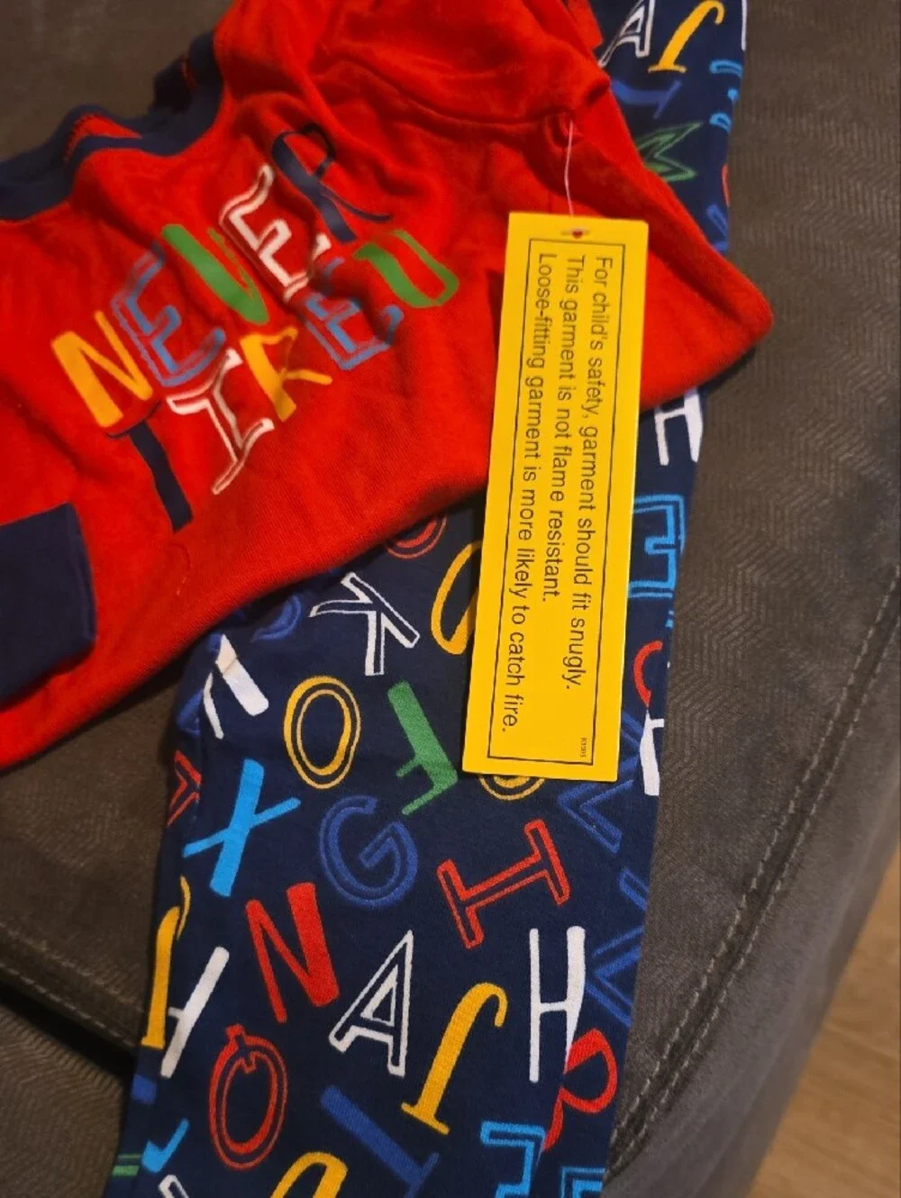 wonder nation Red Top with Navy Alphabet Print Pajama Set